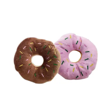 

Pet Donut Shape Plush Play Toys Pet Chew Squeaky Toy Dog Cat Sound Playing Tool Plush sound connotation