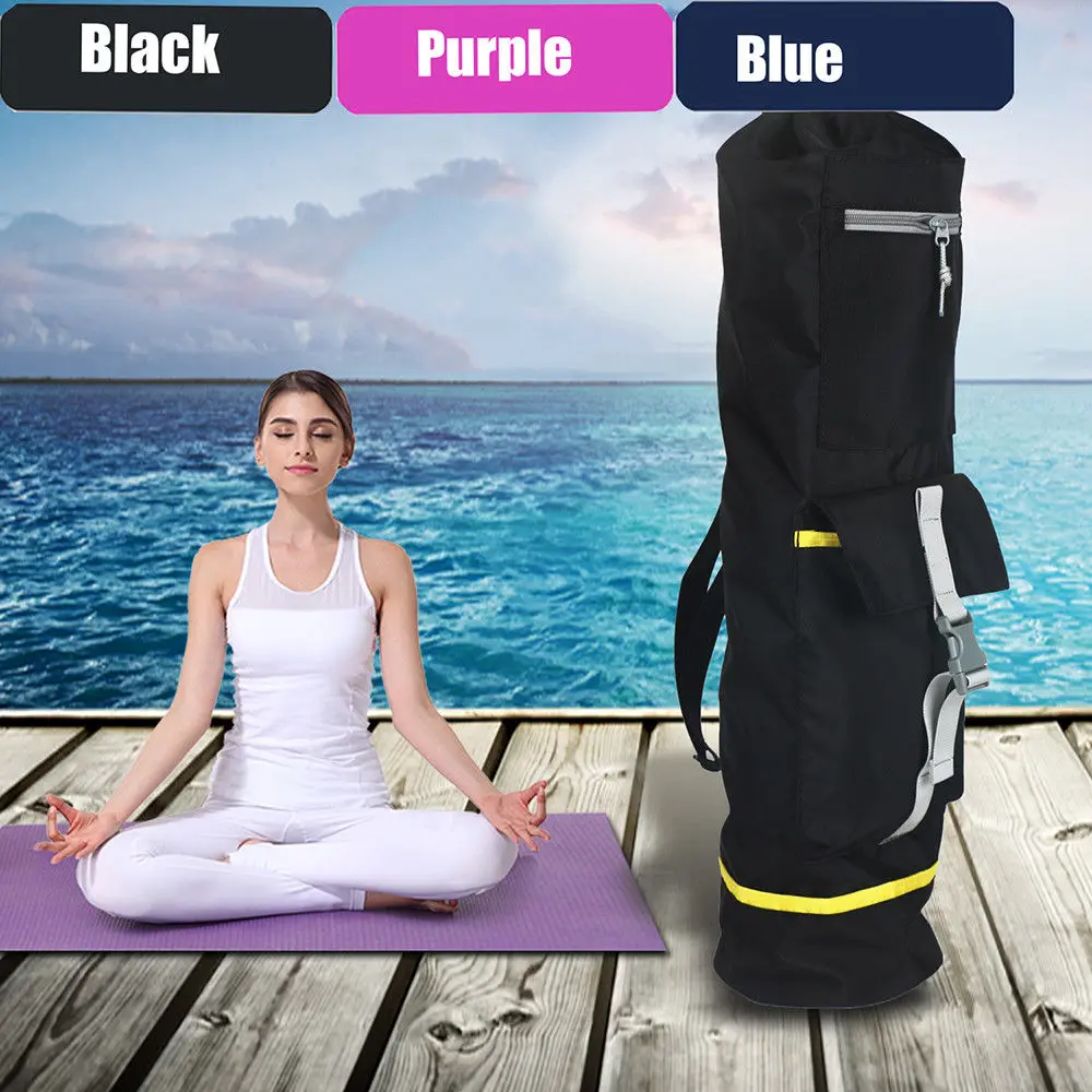 

Cotton Yoga Pilates Mat Bag Fitness Backpack Mat Sling Zippered Sport Gym