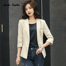 1pcs Women Plus size Blazers coats 2019 Summer cotton blend stripe Slim fit Small Suits jackets ladies Skinny Blazers Suits coat