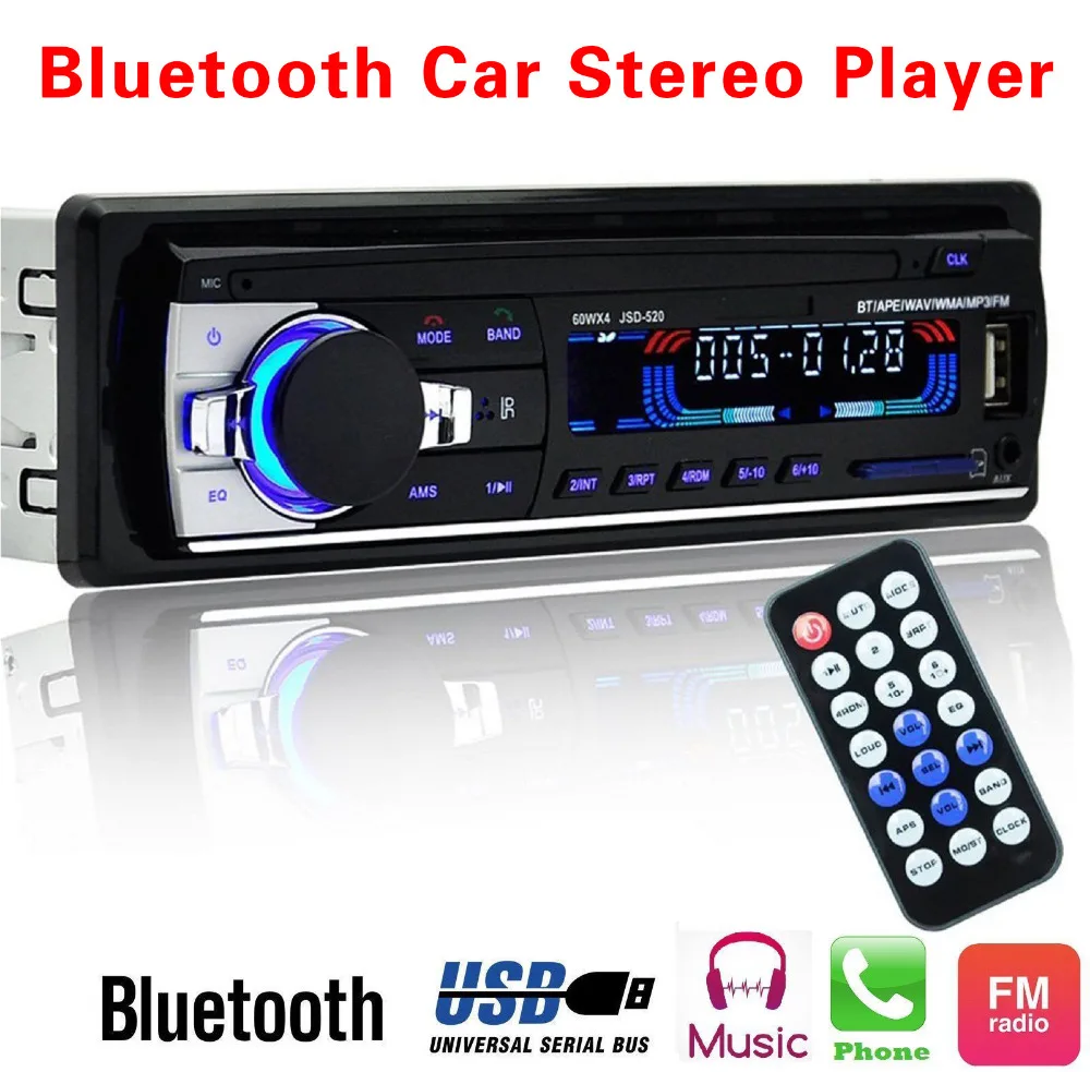 

Car Radio 12V Bluetooth V2.0 JSD520 Car Stereo In-dash 1 Din FM Aux Input Receiver SD USB MP3 MMC WMA ISO Connector XNC