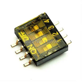 

Free shipping 20pcs 4P 2 Position SMD Switch 1.27mm Pitch 2 Row 4 Pin DIP Switch