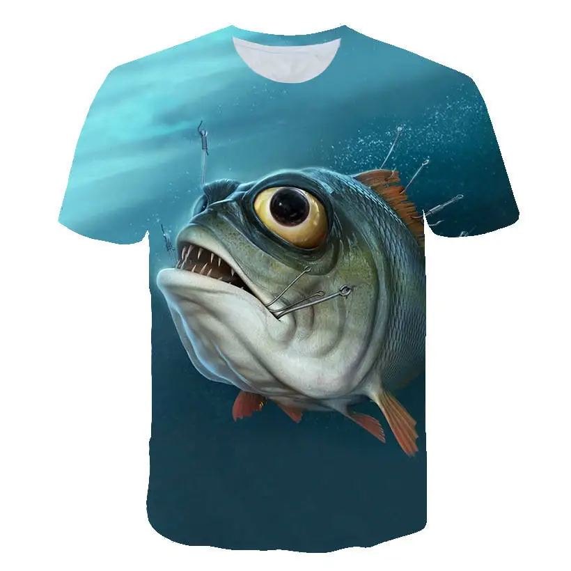 

2019 newest Fish 3 d t-shirt Modal fun fish print digital men's and women's t-shirts hip hop t-shirts Funny fishing t-shirt