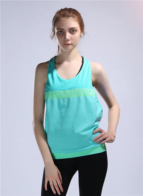 Летние топы для фитнеса, быстросохнущие женские футболки с тонкими лямками, женская блузка, спортивный жилет, женская одежда для бега - Цвет: green