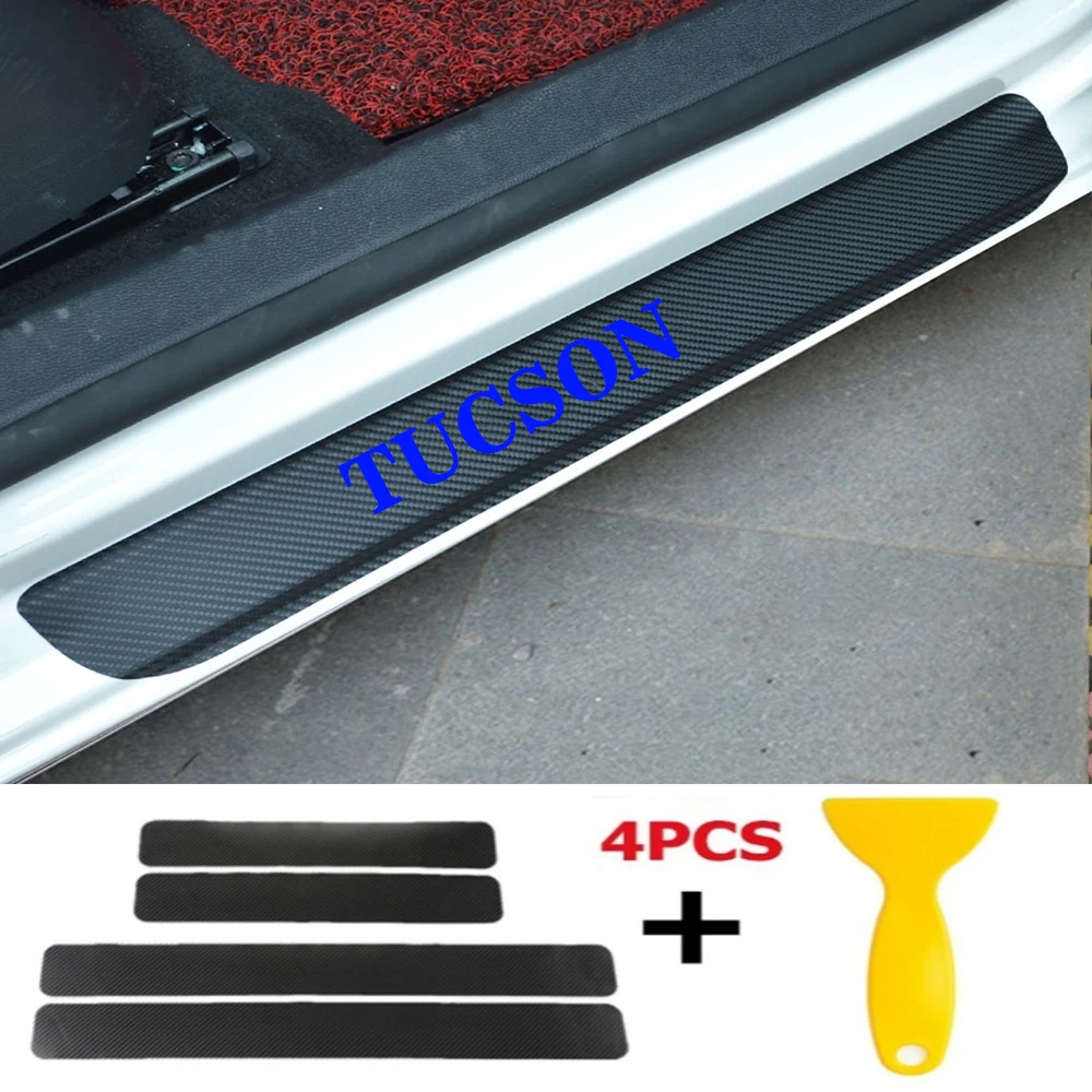 

4pcs/set Car Door Window Protector Sticker Carbon Fiber Vinyl for TUCSON