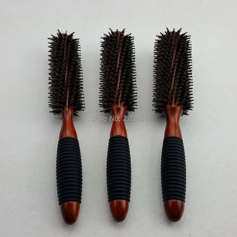 Professional Barber Hair Brush Wooden Round Heat Resistant Boar Bristle