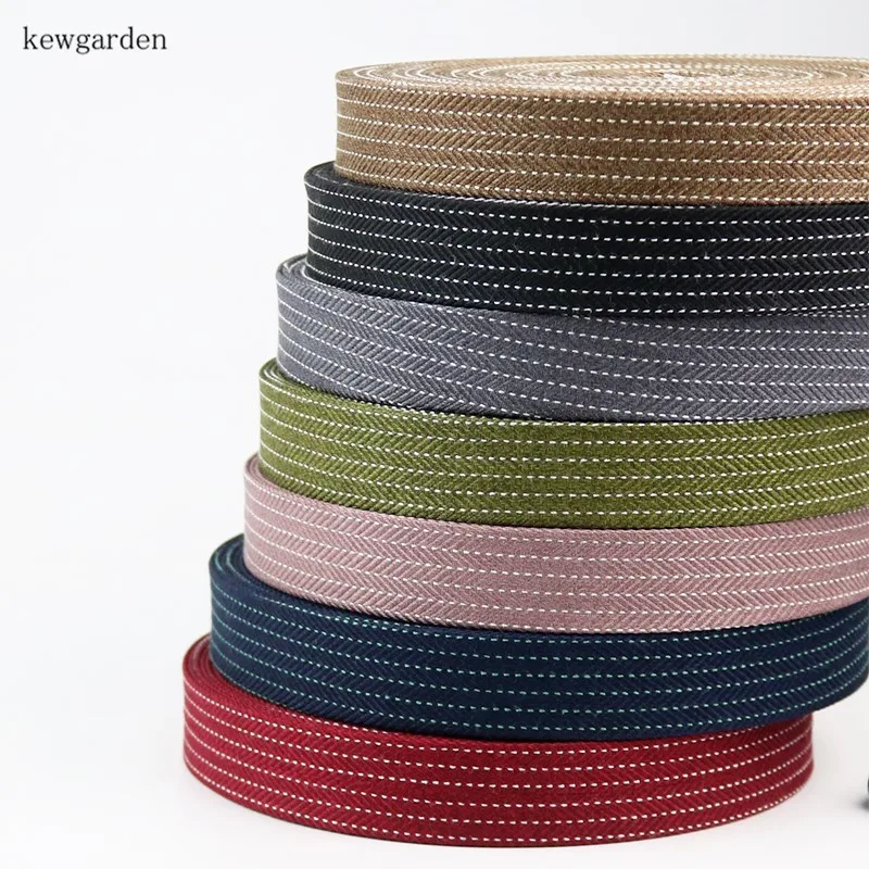Kewgarden 1" 25mm Stripe Cotton Layering Cloth Ribbons Handmade Satin