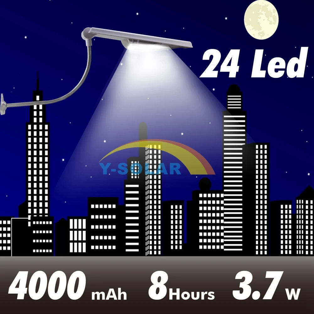 Updated Super Bright 24 LEDs Solar Street Light LED On the Wall Waterproof Solar Lamp Sensor ...