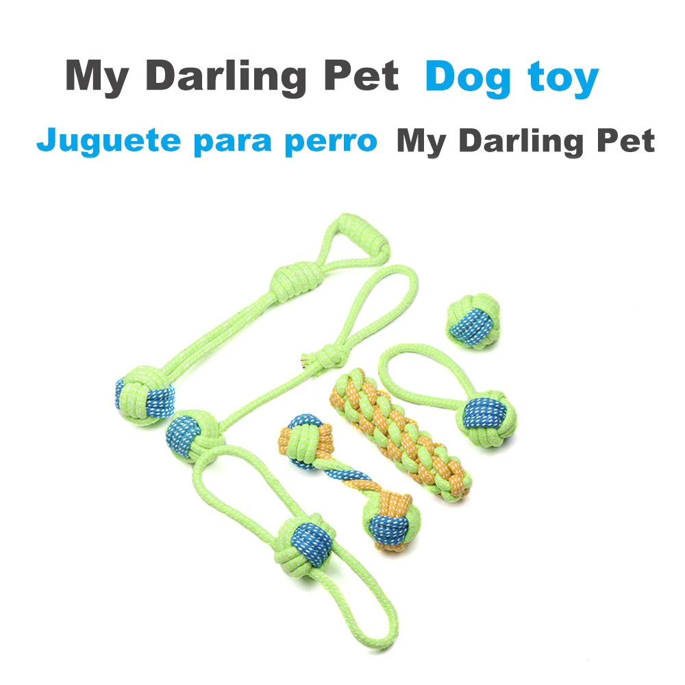 7 шт. веревка из хлопка для собак игрушка жевательный шар собака узел зубы игрушка для собак, очищающая зубы упаковка прочная большая