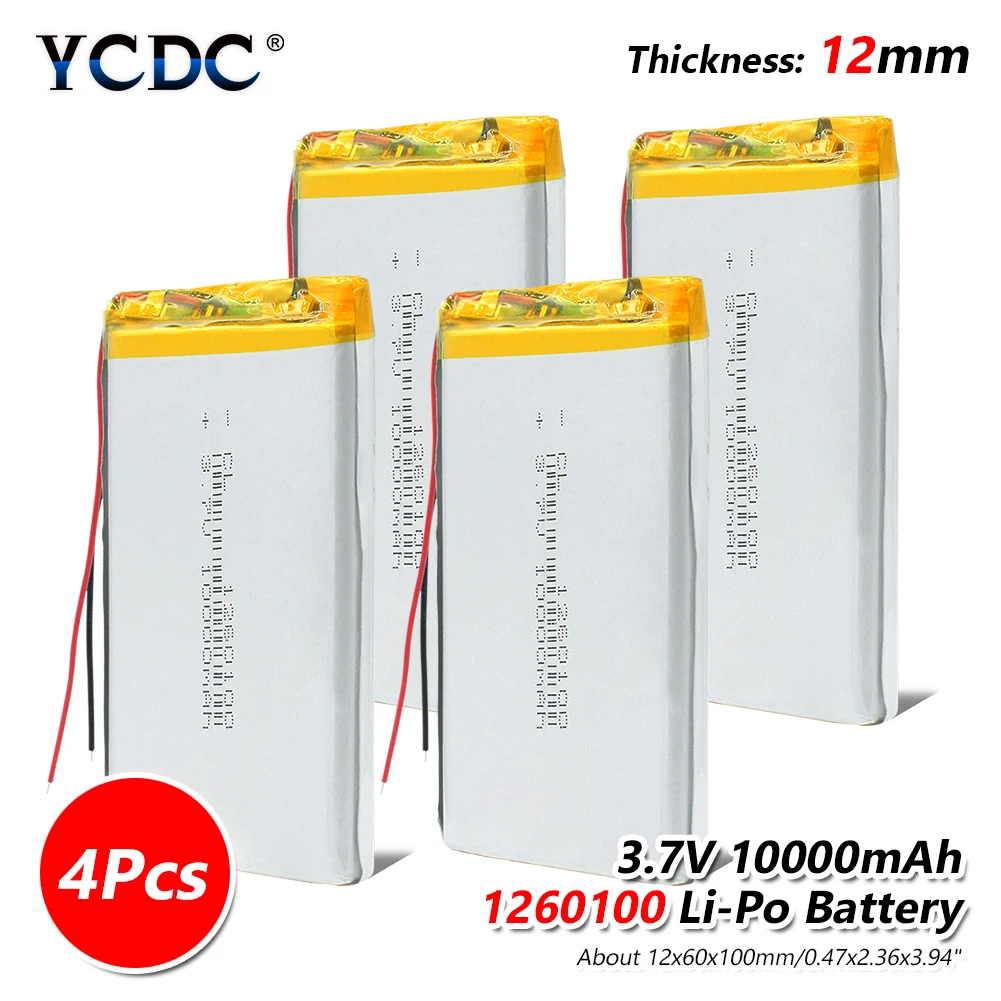 1/2/4 шт. литий-полимерный Перезаряжаемые батареи 3,7 V 1260100 10000mah высокой энергии литий-полимерный аккумулятор Батарея Замена пакет - Цвет: 4 pieces