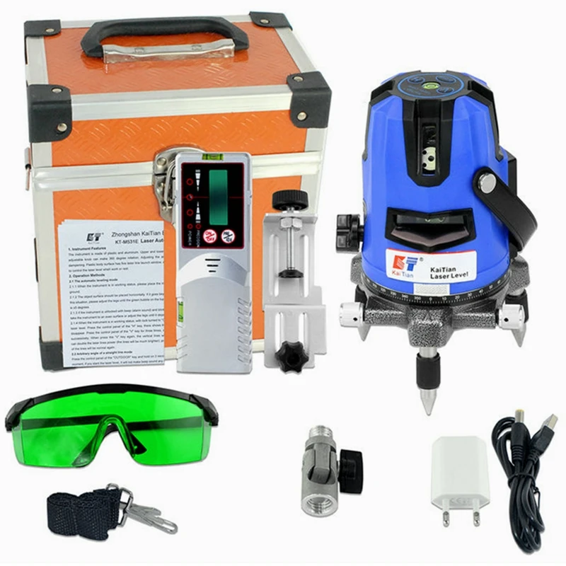 

Kaitian Green Laser Level Receiver 3Lines 4 Points Self-Leveling Horizontal&Vertical Cross Powerful 532nm Level Nivel Laser Line