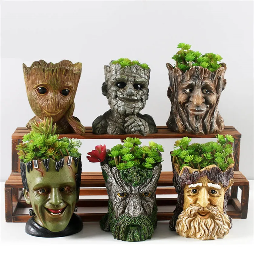 

Groot Resin Flower Pot Cute Planter Action Figures Tree Man Creative Model Toy Pen Pot Garden Flowerpot Home Decorate 2019 hot