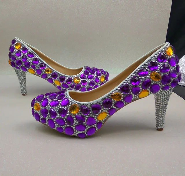 purple gold and white shoes