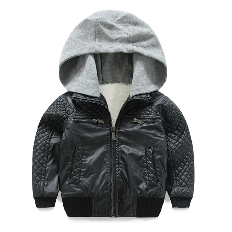 Mudkingdom/зимняя куртка-бомбер из искусственной кожи для мальчиков; теплая детская верхняя одежда с капюшоном и подкладкой из искусственной овечьей шерсти