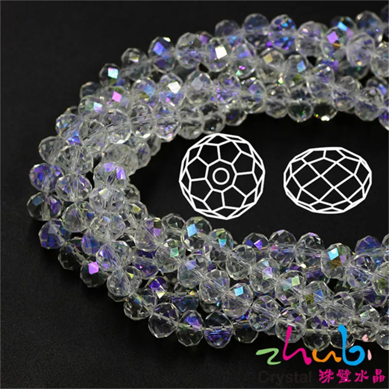 Hot Crystal Glass Rondelle Bead 2 3 4 6 8mm Plating AB Faceted Beading
