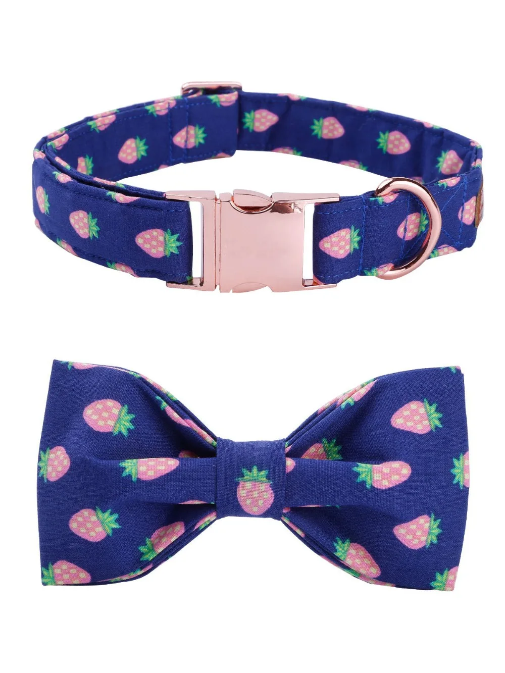 Coleira de Cão e Trela Macio e Tecido de Algodão Fivela de Metal Durável para Animais de Estimação Set com Laço Linda Collar Ouro Rosa Acessórios