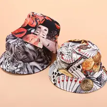 Двусторонняя Панама с граффити для мужчин и женщин с изображением тигра, игральные карты, хип-хоп, шапки Боба, трендовая Панама, шляпа для лета