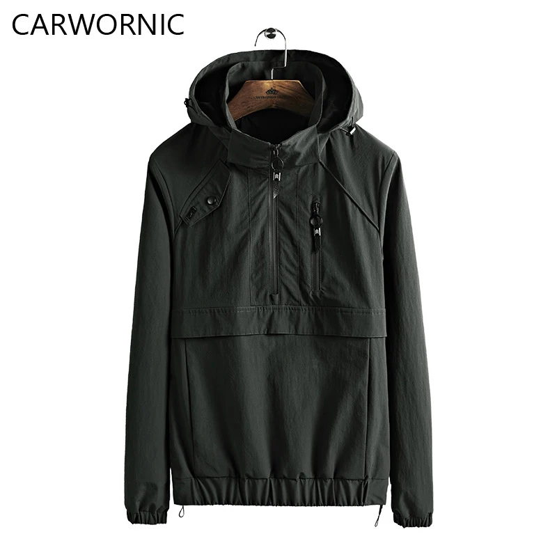 CARWORNIC 2018 Hot Trench Coat Men Spring Autumn Hooded Windbreaker Jackets Male Hat Detachable Waterproof Casual Men Clothing CARWORNIC 2018 Hot Trench Coat Men Spring Autumn Hooded Windbreaker Jackets Male Hat Detachable Waterproof Casual Men Clothing