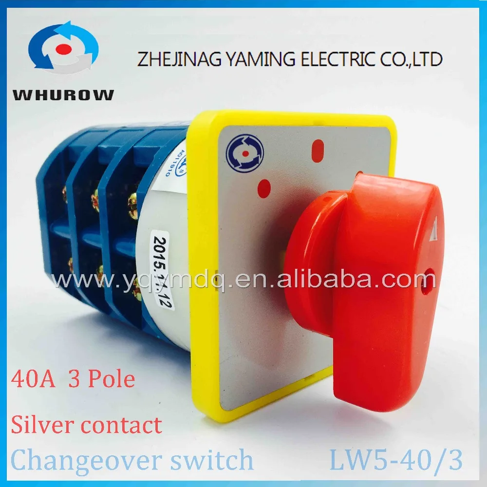 

Rotary switch 3 postion 550V 40A 3 poles red dot LW5-40/3 main universal changeover switch manual silver contact use for boat