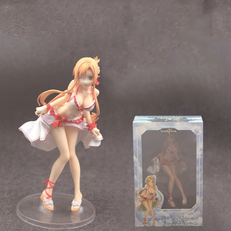 Anime 21CM Sword Art Online Asuna Yuuki Asuna Swimsuit Ver. PVC Figure Model Collectible Toys Gift Cartoon