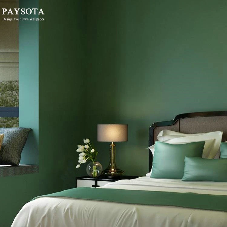 不織布の壁紙ロール 純粋な色 ノスタルジア 個性 リビングルームの背景 青 緑 Wall Paper Rolls Paper Rollgreen Living Room Aliexpress
