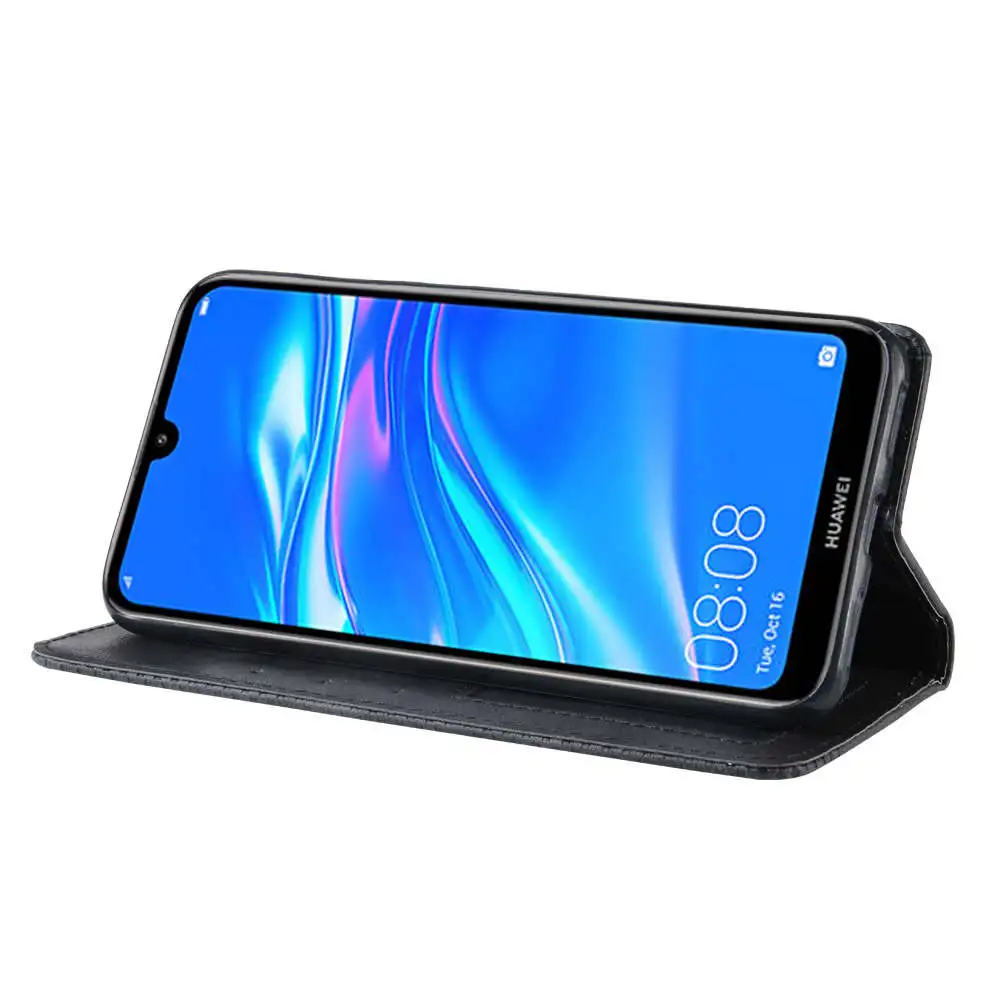 Магнитный флип чехол для Huawei Y7 Prime 2019 из искусственной кожи с отделением карт