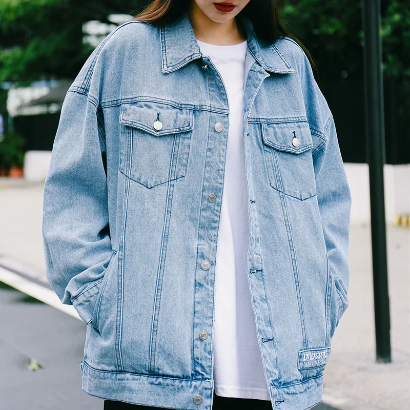 

Solid Color Simple Style Women’s Jackets 2019 New Street Casual Jeans Jacket Women Washing Material Denim Jackets