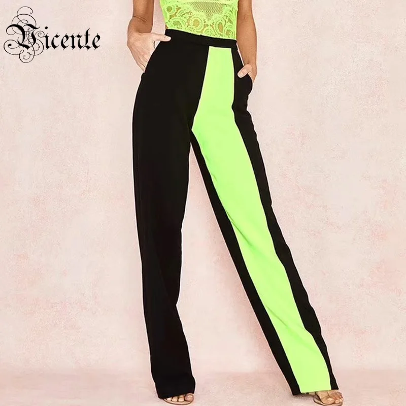 

Vicente 2019 Hot New Trendy Color Block High Waist Design Celebrity Party Bnadage Pants