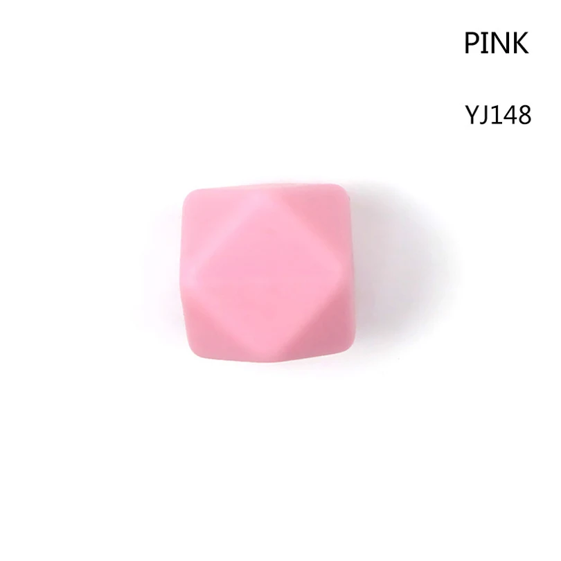 10 шт Силиконовые шестигранные шарики для прорезывания зубов 14 мм Детские Прорезыватели из бисера для самостоятельного изготовления сосок цепочка ожерелье браслет BPA бесплатно жевательные игрушки подарок - Цвет: 10pcs Pink