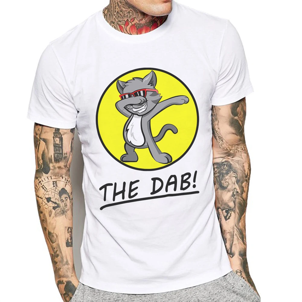 

2019 Summer Cotton Mens Tshirts Dabbing T-Shirt Cat Print Shirts Male Clothing Tshirt Men Short Sleeve O Neck Fashion Brand Tees