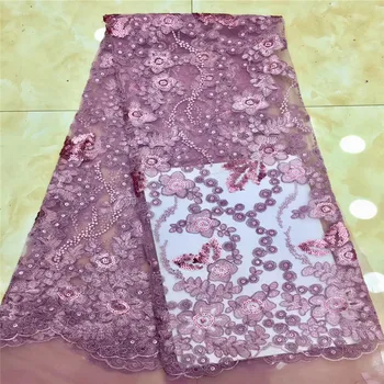 

Madison Bridal Nigerian Wedding Lace Materials 3D Lace Fabric High Quality 2019 African Lace Fabric Teal Sequins Lace Fabric