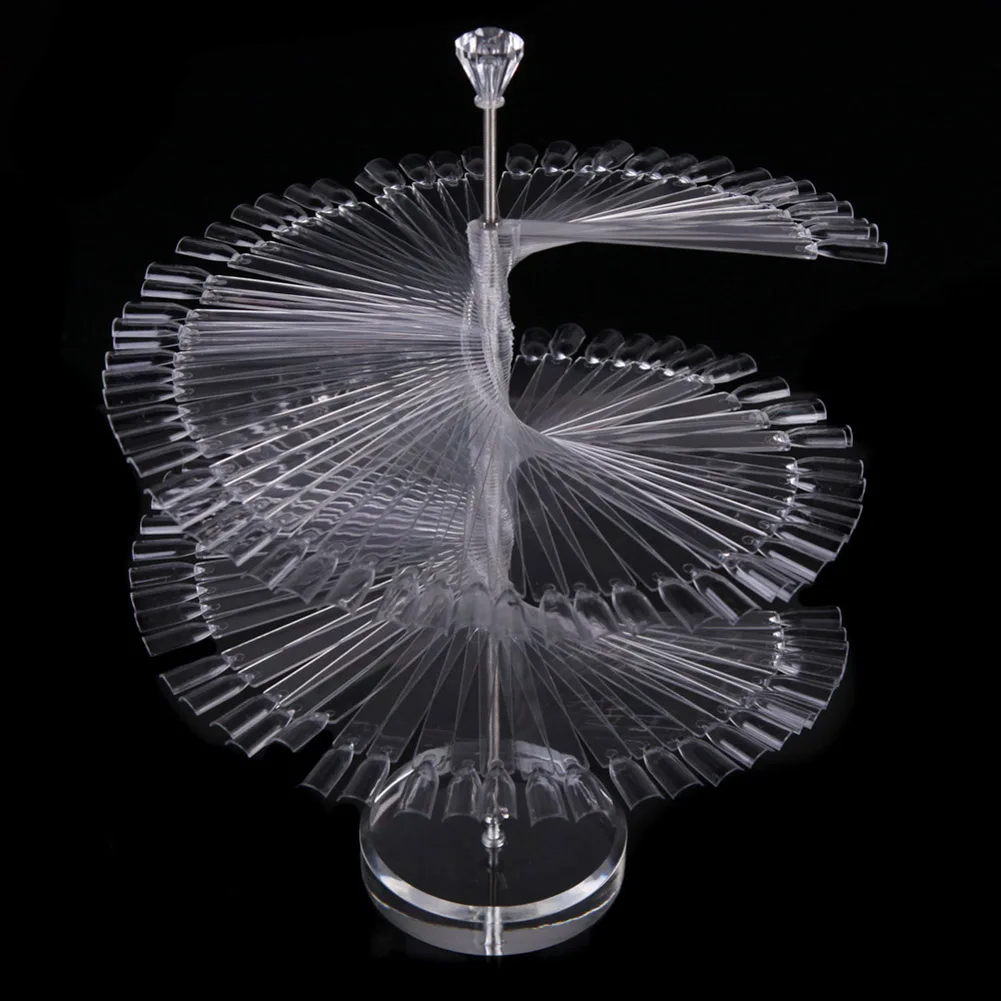 

120 Sticks Nail Art False Tips Polish Practice Rotary Fan Rack Display Stand