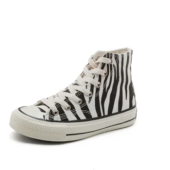 

Women Sock Sneakers Zebra Canvas Shoes Walking Shoes