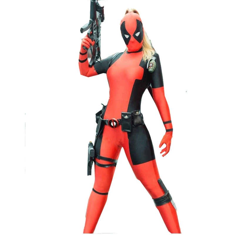 

Hot Sale Lady Deadpool Costume Spandex Zentai Suit for Cosplay Halloween