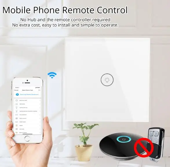 1 шт. 1 Portless умный переключатель WiFi переключатель настенный свет приложение/сенсорное управление 86 Тип домашней автоматизации управление