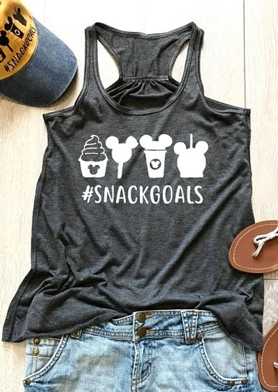 

Vogue Snack Goals Mouse Racerback Harajuku Top Tee Women Short Sleeve Letter Print Ladies kawaii T-Shirt Girl Ulzzang Tops
