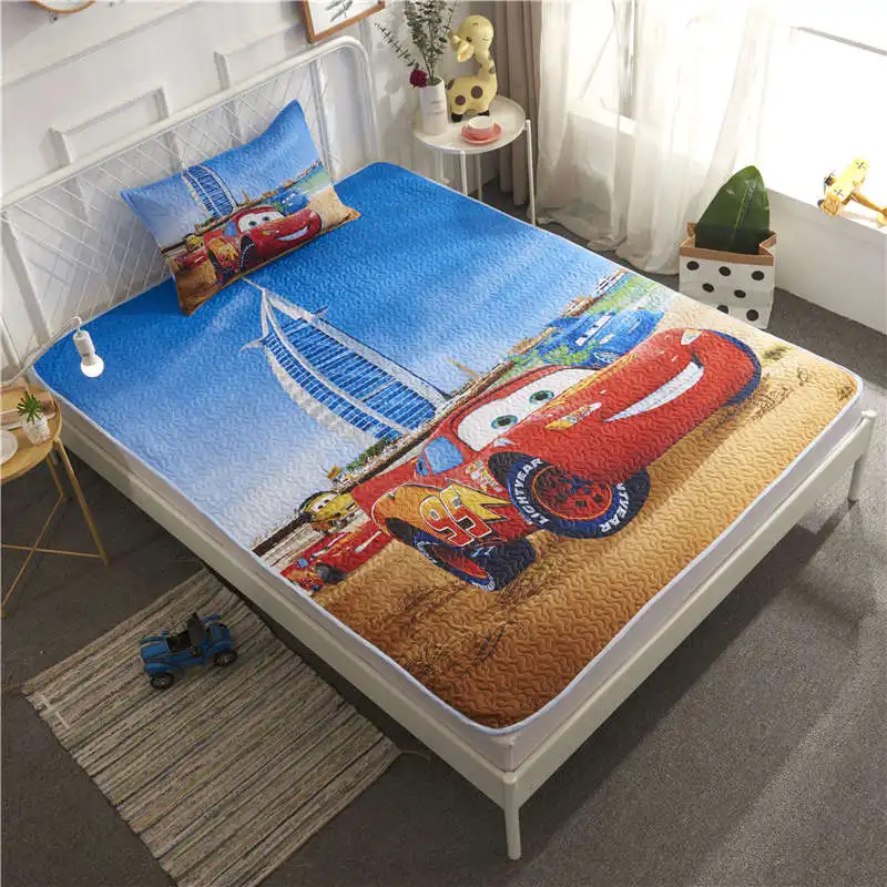 

Disney McQueen Car Bedding Set Twin Size Bedspread Coverlets for Kids Boys Bedroom Decoration pillow sham Blue Color 3D Printed