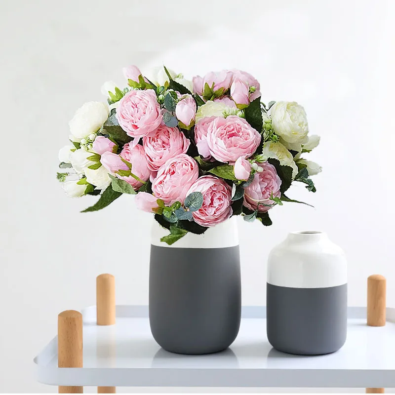 wedding bouquet silk peonies flowers  (13)