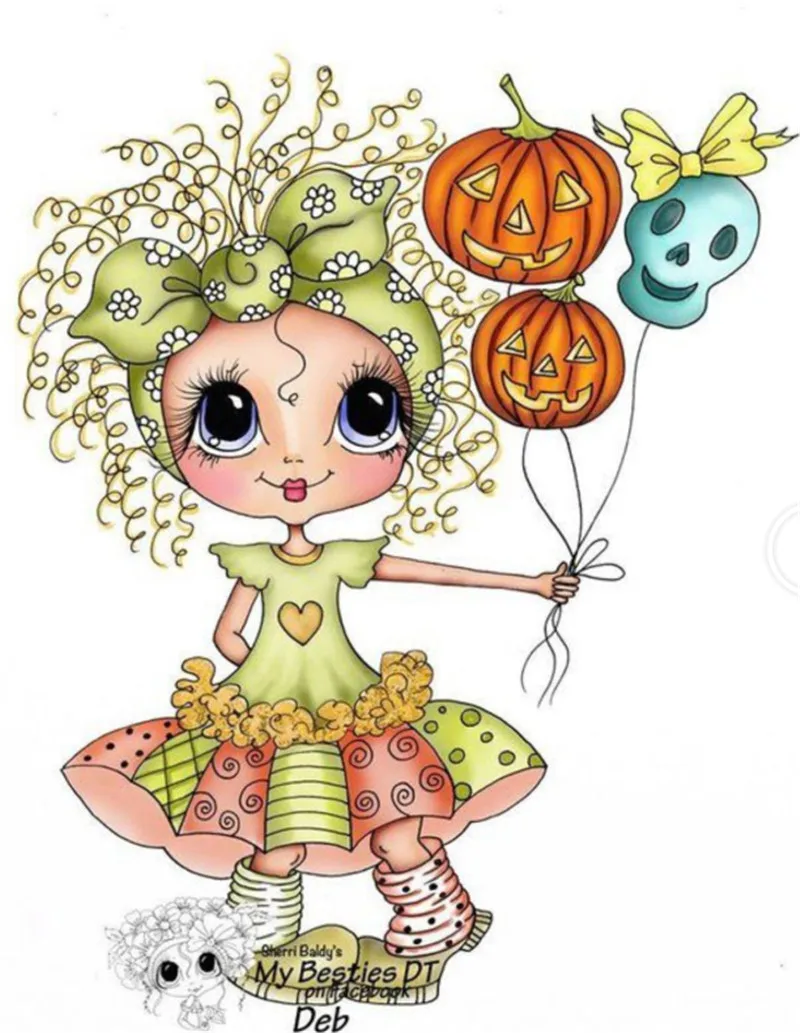 

10x8 Girl holding a grimace balloon Transparent Clear Stamps for Scrapbooking for DIY Card Making Cutting Crafts Stencil
