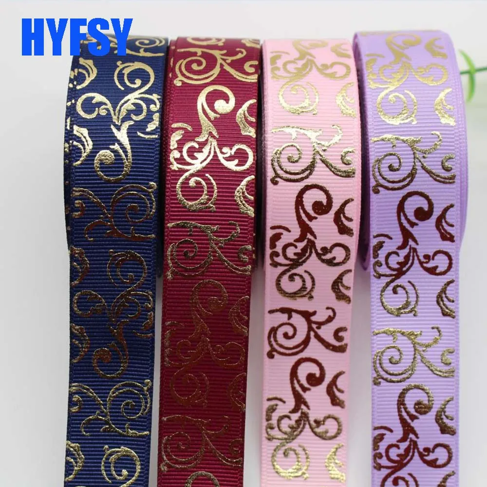 Hyfsy 10012 22 мм Золотая фольга лента Сделай Сам ручной работы бант для волос Материал Подарочная упаковка корсажные ленты