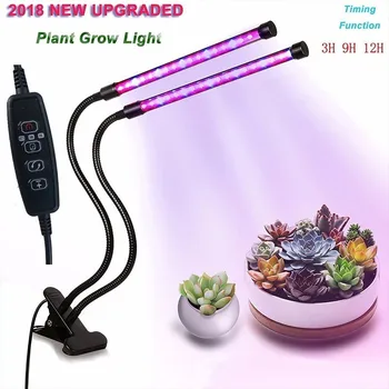 

USB LED Plant Growth Light Dual Head 36 LED 5V/3A 18W Plant Grow Lamp Hydroponic System Greenhouse Auto Turn On 1800 Lumen Lamp