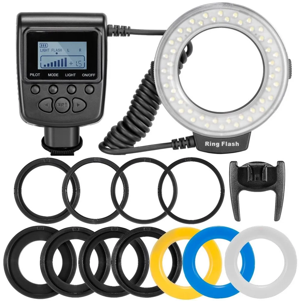 Travor RF-550D светодио дный Macro Ring Flash light с 8 переходное кольцо для Nikon, Canon, Pentax, Olympus, Panasonic Камера как FC100 кольцевой вспышки - изображение