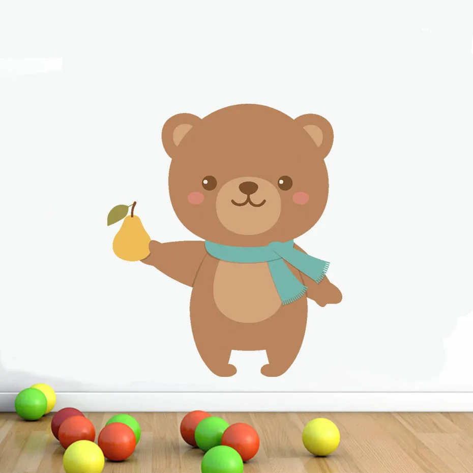 Lovely Fox Squirrel Bear Wore scarf Wall stickers Room Decor Art Vinyls Decals for Children Kids Bedroom Living Room Home Mural (2)