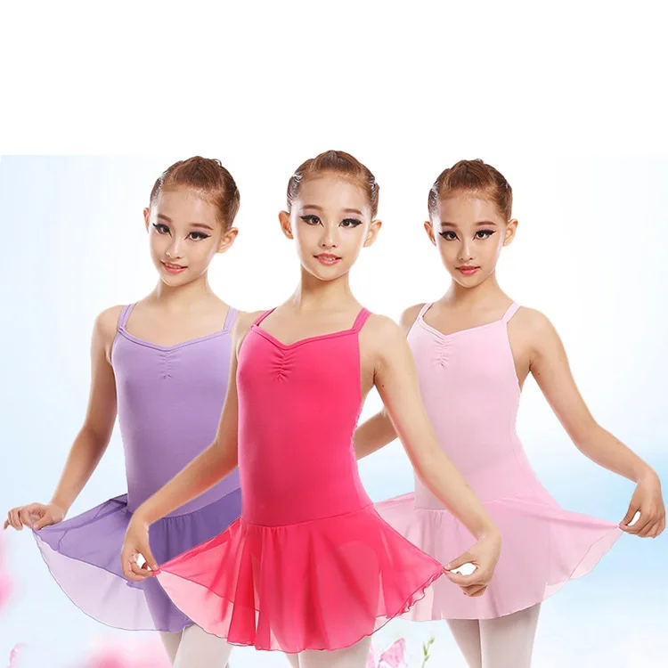 

Sleeveless Double Strap Camisole Girls Ballet Dance Gymnastics Children Ballet Bodysuit Dancewear Ballroom Leotard Tutu Skirt