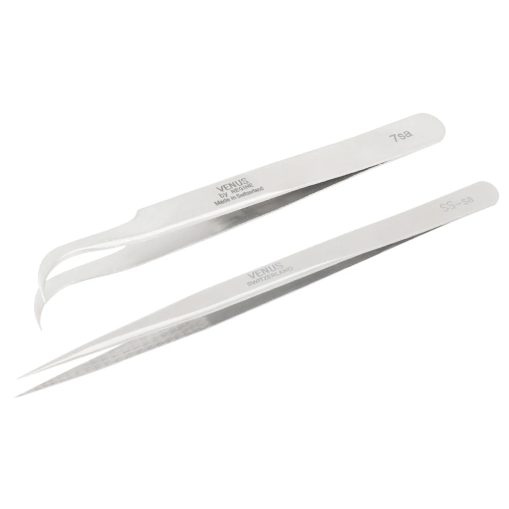 FIXFANS Professional Stainless Steel Precision Tweezers Set for Eyelash