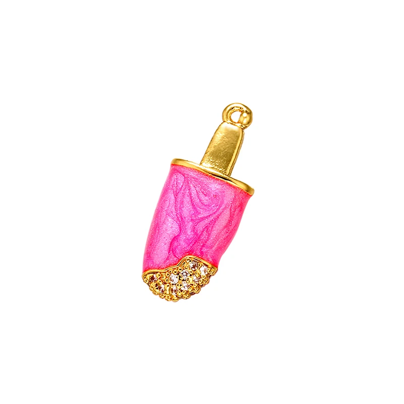 

ZHUKOU 9*21mm Brass Cubic Zirconia ice cream Charms Candy Ice Cream Pendant for Jewelry making accessories model:VD423