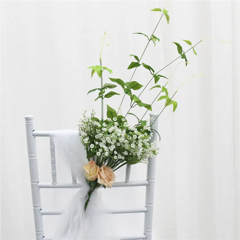 Искусственный букет невесты ручной работы на стул с открытой спиной цветок для церковного банкета Свадебный декор букет цветов+ чехол на стул пряжа гирлянда Роза - Color: A 8