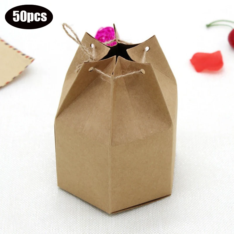 

50 PCS ramadan accessories wedding decoration gifts vintage kraft paper cupcake boxes pastry and cookie retro packaging boxs