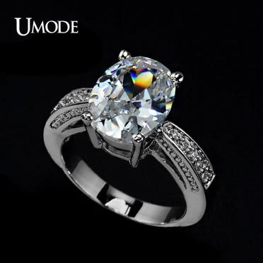 UMODE Big Oval-cut 5ct Egg Shaped Cubic Zirconia Cubic Zirconia Finger Ring UR0004