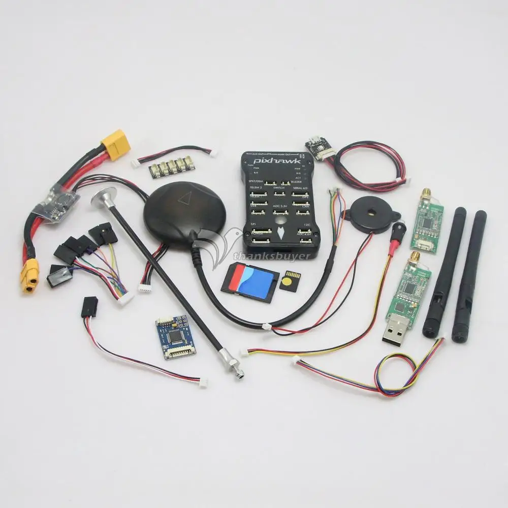 

(Gold-plated Socket)Pixhawk 2.4.7 Flight Controller & NEO-7M GPS 8G TF Card & Led & PPM 433Mhz/915Mhz Transmission