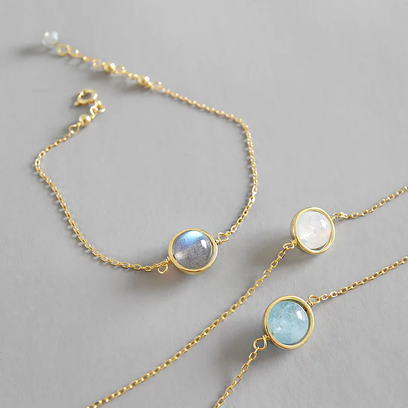 

Real 925 Sterling Silver Bracelet For Women 2019 Gray White Moonstone Chain Bracelets Bangles Gifts pulseras mujer